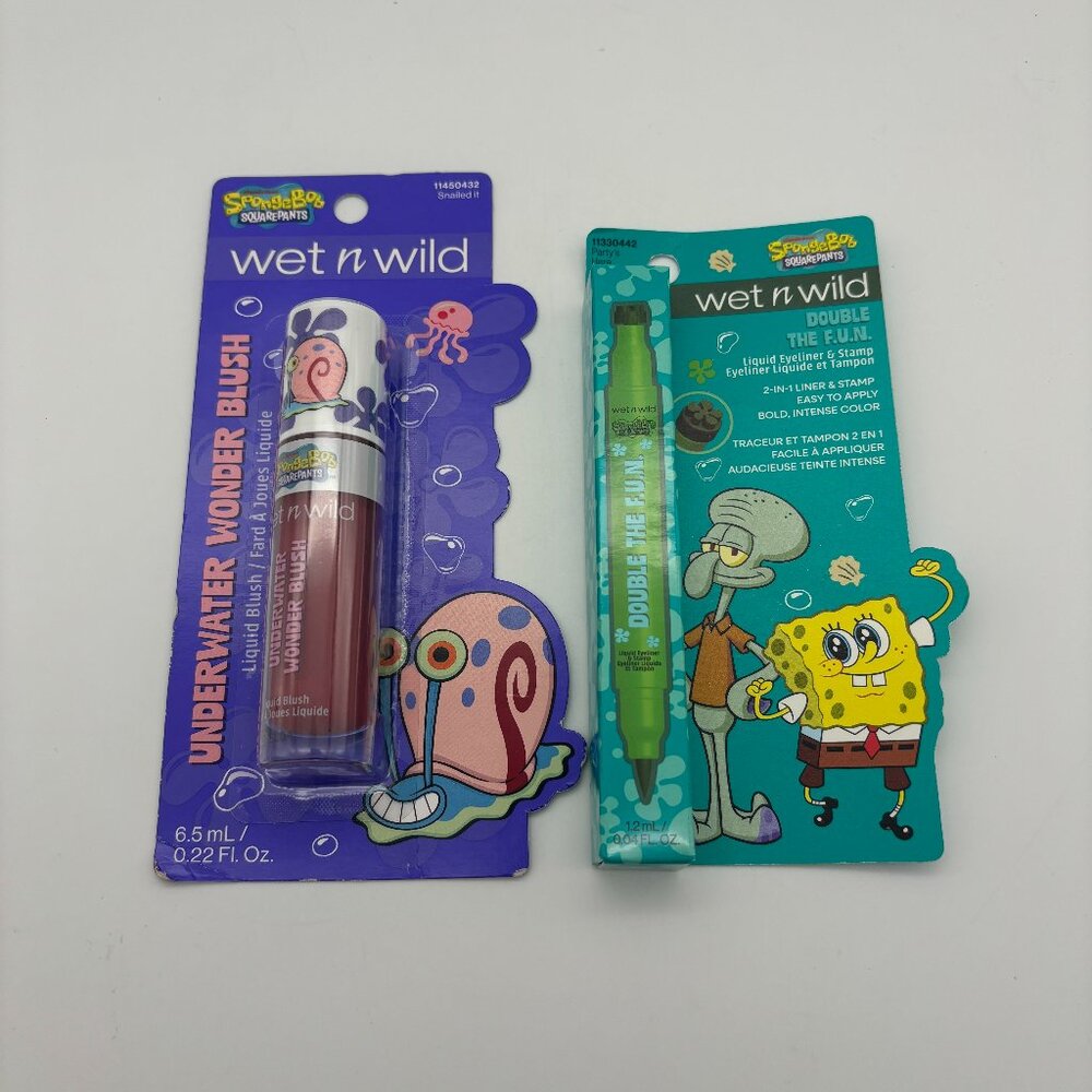 Wet N Wild SpongeBob Squarepants Makeup Bundle, Liquid Blush Eyeliner Stamp